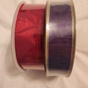Holiday Red and Purple Wired Ribbon,  set of 2 rolls.